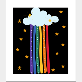 Colorful Rainbow With Stars Design Posters and Art